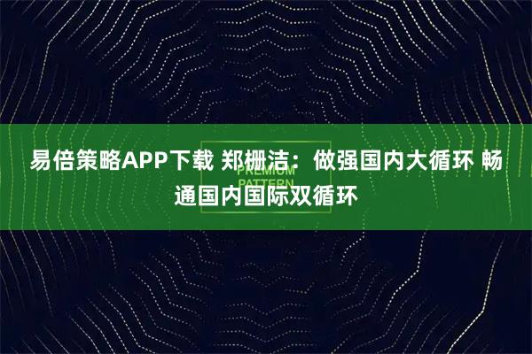 易倍策略APP下载 郑栅洁：做强国内大循环 畅通国内国际双循环