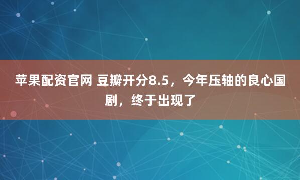 苹果配资官网 豆瓣开分8.5，今年压轴的良心国剧，终于出现了